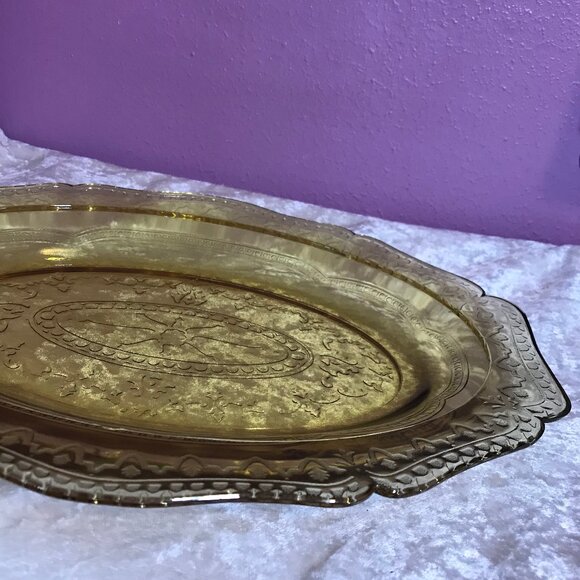 Vintage Federal Depression Glass Patrician Pattern Serving Platter GUC Home 30s - Picture 11 of 11